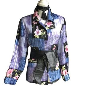 Sheer and Shiny Floral Blouse  B1